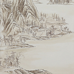 Обои ручная роспись A Thousand Li of Rivers and Mountains Special Colourway on Bleached White dyed silk 2 варинант исполнения - 1 | Loft Concept в Грозном