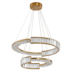 Светодиодная двухъярусная кольцевая люстра из хрусталя и стали и с пультом для регулировки света Maude Crystal Light