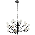 Люстра подвесная черного цвета с ветвями и белыми фарфоровыми цветами Floralis варинант исполнения - 7 | Loft Concept в Грозном