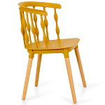 Пластиковый стул на ножках из массива бука Ferret Spiral Mustard варинант исполнения - 3 | Loft Concept в Грозном