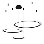 Люстра подвесная светодиодная с тремя черными кольцами и пультом управления Ring Horizontal варинант исполнения - 2 | Loft Concept в Грозном