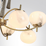 Люстра подвесная с 8-ю шарообразными плафонами из белого стекла с подвесками из камня и кисточками Agatelle варинант исполнения - 6 | Loft Concept в Грозном