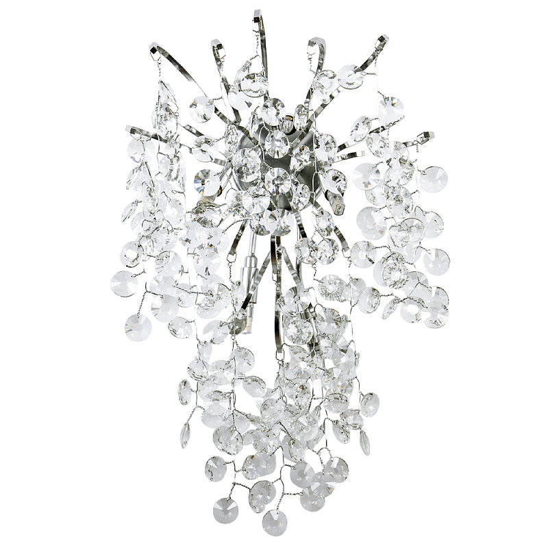 Бра с хрустальными подвесками на металлических ветках Fairytree Light Silver Wall Lamp Прозрачное Стекло Серебряный Бра с хрустальными подвесками на металлических ветках Fairytree Light Silver Wall Lamp Прозрачное Стекло Серебряный в Грозном | Loft Concept