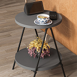 Стол приставной с 2-мя круглыми столешницами цвета антрацит ESSEL SIDE TABLE ANTHRACITE варинант исполнения - 7 | Loft Concept в Грозном