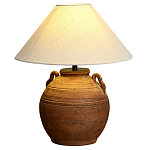 Настольная лампа керамическая коричневая с тканевым абажуром Eastern Tale варинант исполнения - 2 | Loft Concept в Грозном