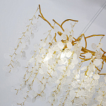 Люстра подвесная с золотистыми ветками и стеклянными подвесками в виде листьев Длина 80 см FAIRYTREE Light варинант исполнения - 4 | Loft Concept в Грозном