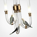 Подвесной светильник с 3-мя прозрачными изогнутыми трубками и декоративными птичками Ganthea варинант исполнения - 5 | Loft Concept в Грозном