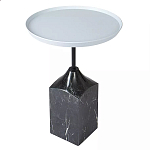 Кофейный столик с круглой столешницей и мраморным основанием Steel Reliability варинант исполнения - 2 | Loft Concept в Грозном