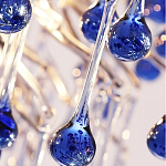 Люстра овальная с синими стеклянными подвесками в форме капель FAIRYTREE Light варинант исполнения - 2 | Loft Concept в Грозном