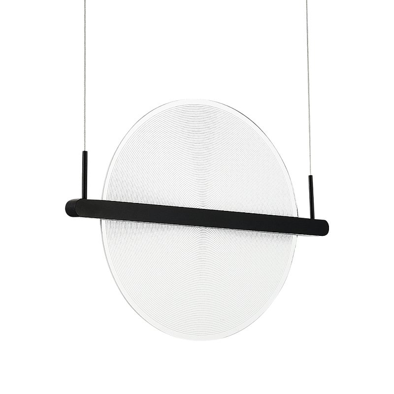Светодиодный подвесной светильник круглой формы с металлическим черным каркасом Marble Glow Прозрачный Черный в Грозном | Loft Concept 