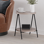 Стол приставной с 2-мя круглыми бежево-серыми столешницами ESSEL LIGHT MOCHA варинант исполнения - 4 | Loft Concept в Грозном