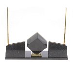 Настольный канцелярский набор из змеевика и офиокальцита с визитницами и часами Successful Leader варинант исполнения - 3 | Loft Concept в Грозном