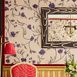 Обои с вышивкой ручной работы Flora Catherine colourway on Liso Pearl wool sateen варинант исполнения - 2 | Loft Concept в Грозном