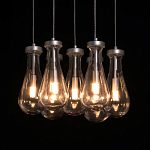 Люстра с 7-ю прозрачными плафонами из стекла в форме капли на круглом потолочном основании цвета хром Lucid Rain  варинант исполнения - 5 | Loft Concept в Грозном