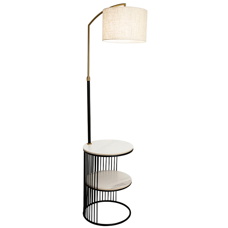 Торшер с абажуром и приставным столом Zullo Lighting and Furniture Floor Lamp Черный Бежевый Белый Торшер с абажуром и приставным столом Zullo Lighting and Furniture Floor Lamp Черный Бежевый Белый в Грозном | Loft Concept