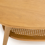 Журнальный стол из массива дуба и декором из плетеного ротанга Reyer Rattan Coffee Table варинант исполнения - 3 | Loft Concept в Грозном