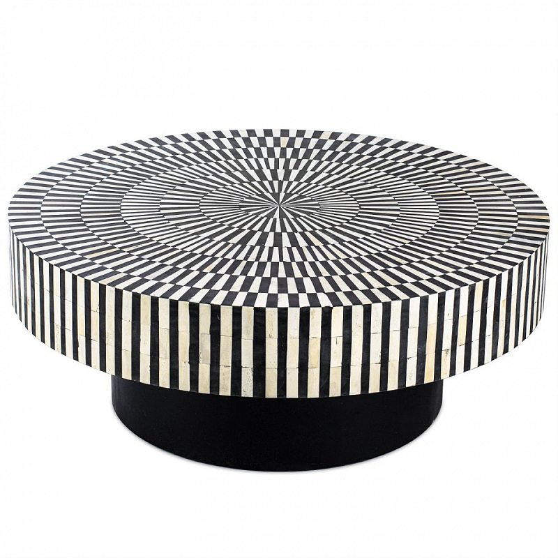 Журнальный стол Round Indian Bone Inlay coffee table Черно-белый Журнальный стол Round Indian Bone Inlay coffee table Черно-белый в Грозном | Loft Concept