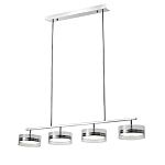 Люстра светодиодная с 4-мя круглыми прозрачными плафонами цилиндрической формы из акрила и стекла с пультом для регулировки света Glass Lamp Chromium варинант исполнения - 1 | Loft Concept в Грозном