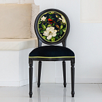 Стул чёрный из натурального бука с изображением птица в саду Blooming Red Birds варинант исполнения - 3 | Loft Concept в Грозном