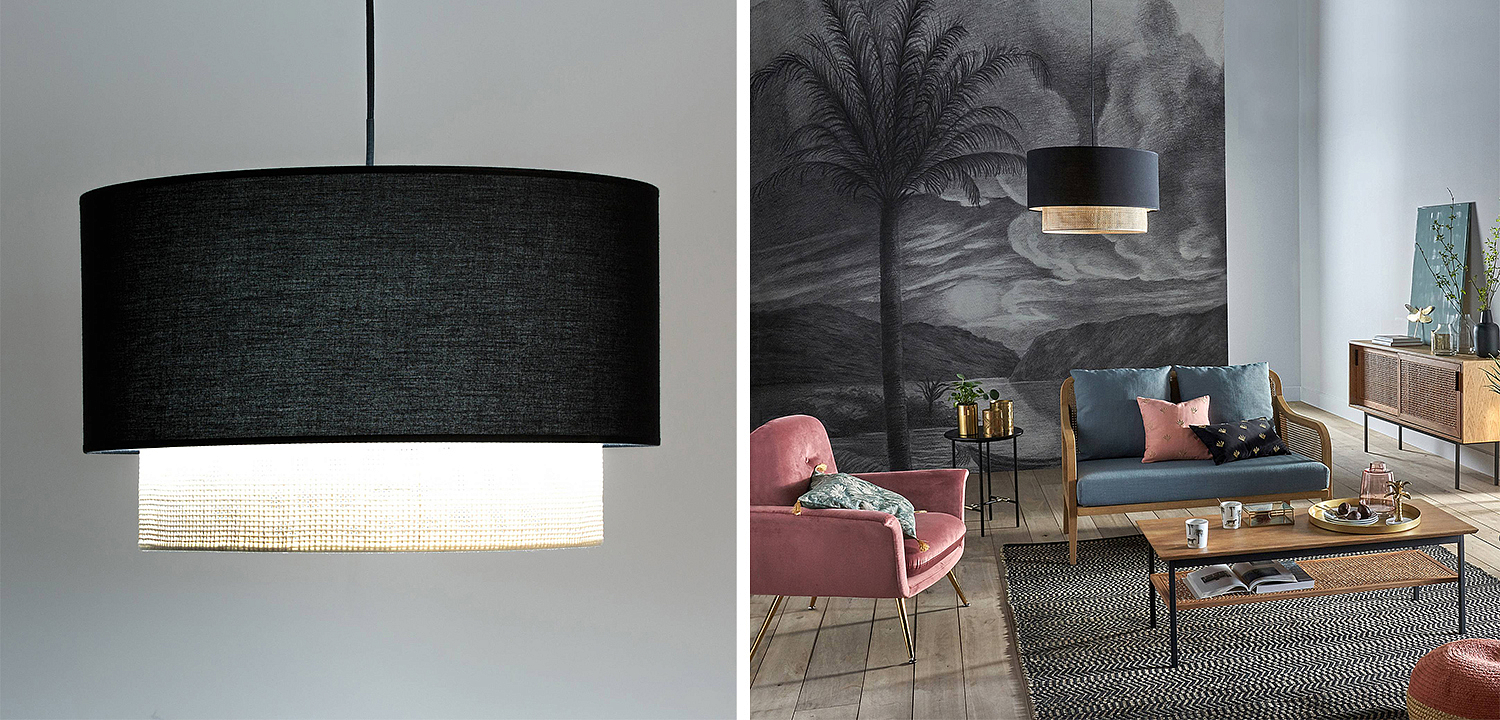 Подвесной светильник Ottar Wicker Black lampshade Подвесной светильник Ottar Wicker Black lampshade - Loft-Concept в Грозном