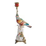 Подсвечник с попугаем из фарфора с бронзовыми элементами Eden Garden варинант исполнения - 1 | Loft Concept в Грозном