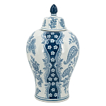 Ваза с крышкой и голубым цветочным рисунком 37 см Blue & White Ornament варинант исполнения - 2 | Loft Concept в Грозном