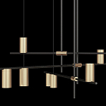 Люстра с 9-ю цилиндрическими плафонами цвета латунь TRIBES CHANDELIER варинант исполнения - 3 | Loft Concept в Грозном