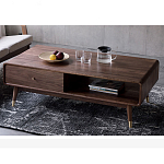 Кофейный стол из дерева с ящиком и нишей для хранения Coffee Walnut Table варинант исполнения - 3 | Loft Concept в Грозном
