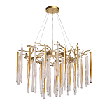 Люстра подвесная золотого цвета с разветвленными ветвями и прозрачными стеклянными подвесками Droplet Chandelier варинант исполнения - 2 | Loft Concept в Грозном