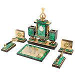 Настольный письменный набор из малахита и долерита с декором в виде герба России Leader Organizer варинант исполнения - 2 | Loft Concept в Грозном