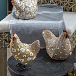 Статуэтка курица с белым цветочным узором и металлическими ножками Rustic Chicken варинант исполнения - 4 | Loft Concept в Грозном