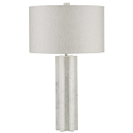 Настольная лампа мраморная с тканевым цилиндрическим абажуром Sharpened варинант исполнения - 4 | Loft Concept в Грозном