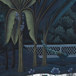 Обои ручная роспись Phuljhari Original colourway on Empire Blue dyed silk варинант исполнения - 3 | Loft Concept в Грозном