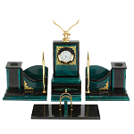 Настольный письменный набор из змеевика тёмно-зелёного цвета с декором в виде орла Successful Leader варинант исполнения - 1 | Loft Concept в Грозном