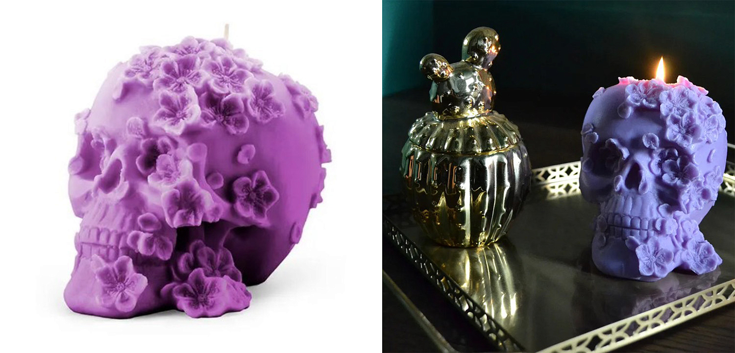 Свеча Purple Flowers Skull - Loft-Concept в Грозном