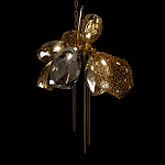 Люстра подвесная со стеклянными плафонами из дымчатого и золотистого с тремя вертикальными подвесками Gilded Mirage  варинант исполнения - 7 | Loft Concept в Грозном