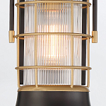 Настенный фонарь цилиндрической формы с рифленым стеклом в золотом каркасе на черном прямоугольном основании Eurofase варинант исполнения - 15 | Loft Concept в Грозном