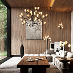 Люстра подвесная черного цвета с ветвями и белыми фарфоровыми цветами Floralis варинант исполнения - 3 | Loft Concept в Грозном