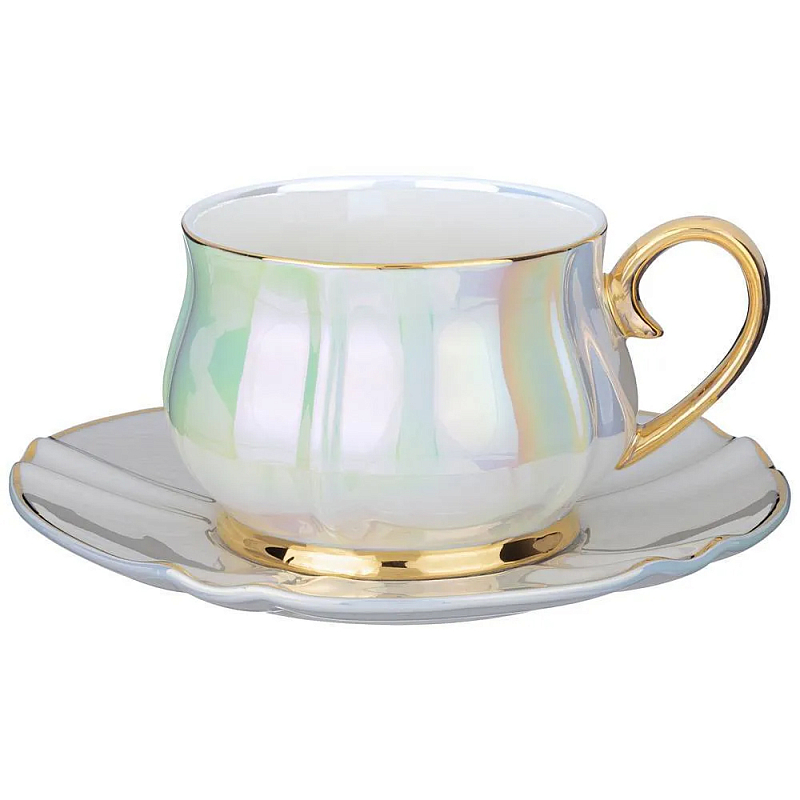 Чайная пара из фарфора 200 мл Porcelain Pearl Жемчужный Чайная пара из фарфора 200 мл Porcelain Pearl Жемчужный в Грозном | Loft Concept