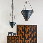 Подвесной светильник в форме спирали черный с золотой внутренней отделкой Warm Glow варинант исполнения - 3 | Loft Concept в Грозном