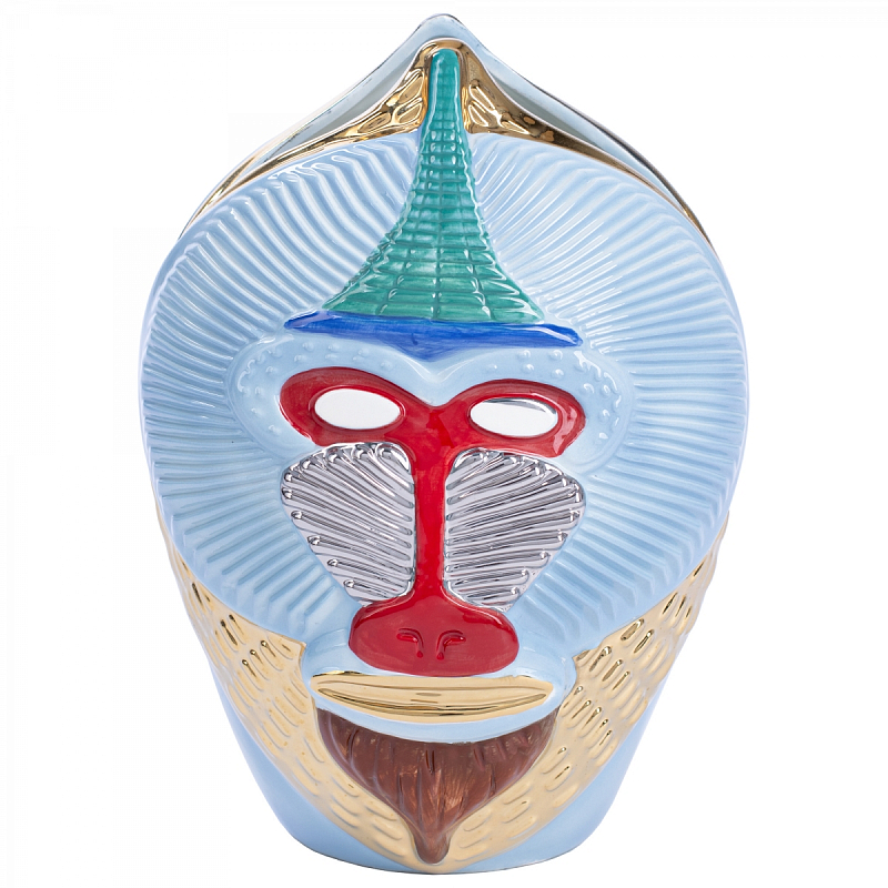 Ваза Primates Mandrillus  Светло-голубой Золотой Красный в Грозном | Loft Concept 