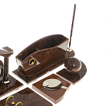 Настольный письменный набор с часами из природного камня обсидиана Competent Leader варинант исполнения - 5 | Loft Concept в Грозном