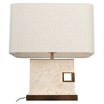 Настольная лампа с прямоугольным основанием из натурального камня c тканевым абажуром Lapis Tiburtinus варинант исполнения - 3 | Loft Concept в Грозном