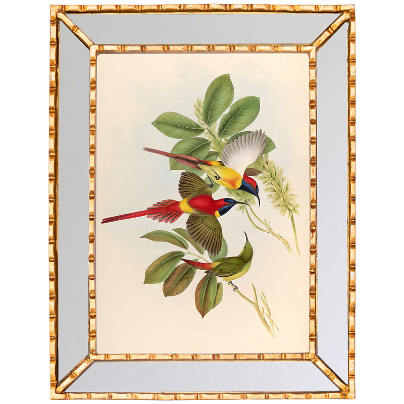 Постер с изображением птиц и цветов в зеркальной раме Blooming Birds Poster Золотой Мульти Бежевый Зеркало Постер с изображением птиц и цветов в зеркальной раме Blooming Birds Poster Золотой Мульти Бежевый Зеркало в Грозном | Loft Concept