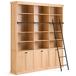 Книжный шкаф из массива сосны с металлической лестницей Burton Wood Cabinet варинант исполнения - 4 | Loft Concept в Грозном