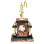 Часы настольные бронзовые из натурального камня Яшма с декором в виде Фемиды Themis Stone Clock варинант исполнения - 1 | Loft Concept в Грозном