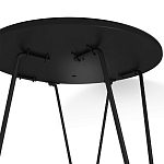 Стол журнальный с круглой столешницей из стекла на 3-х черных ножках Beige Marble варинант исполнения - 5 | Loft Concept в Грозном