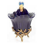 Чаша темно-синего цвета из фарфора с разноцветной птичкой Eden Garden porcelain and bronze варинант исполнения - 11 | Loft Concept в Грозном