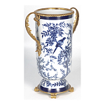 Ваза с бронзовыми ручками и синим цветочным узором Blue & White Ornament варинант исполнения - 2 | Loft Concept в Грозном