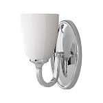 Бра для ванных комнат с белым стеклянным плафоном в форме бокала на овальном основании цвета хром с изогнутым держателем Feiss варинант исполнения - 1 | Loft Concept в Грозном